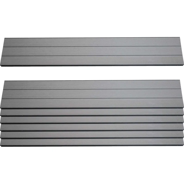 7er Set Latten für WPC-Sichtschutz Sarthe, Bretter Windschutz, ca. 1qm 90cm, grau