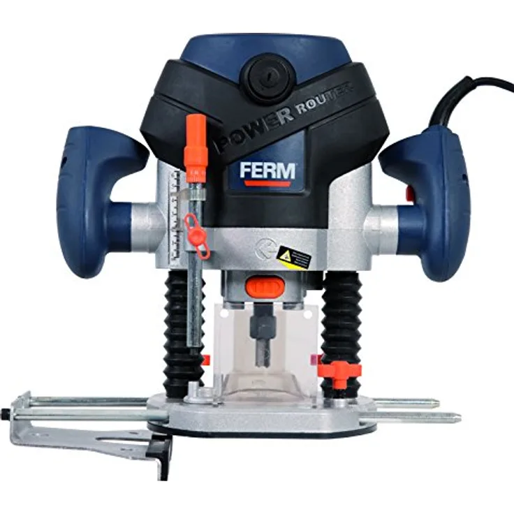 FERM Oberfräse - Fräsmaschine - 1300W - LED-Arbeitslicht - Soft griff - Mit Vakuum-Adapter - Inkl. Parallel Führung und 6-Teilige Nuthobelsatz