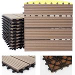 WPC Bodenfliese Rhone, Holzoptik Balkon-Terrasse, 11x je 30x30cm 1qm Basis, teak linear
