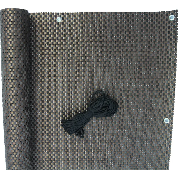 Noor Balkonblende Exklusiv Rattan 0,90 x 3 m-kupfer Balkonumspannung Zaun Sichtschutz Zaunblende Sichtschutzmatte Windschutz dunkelgrün