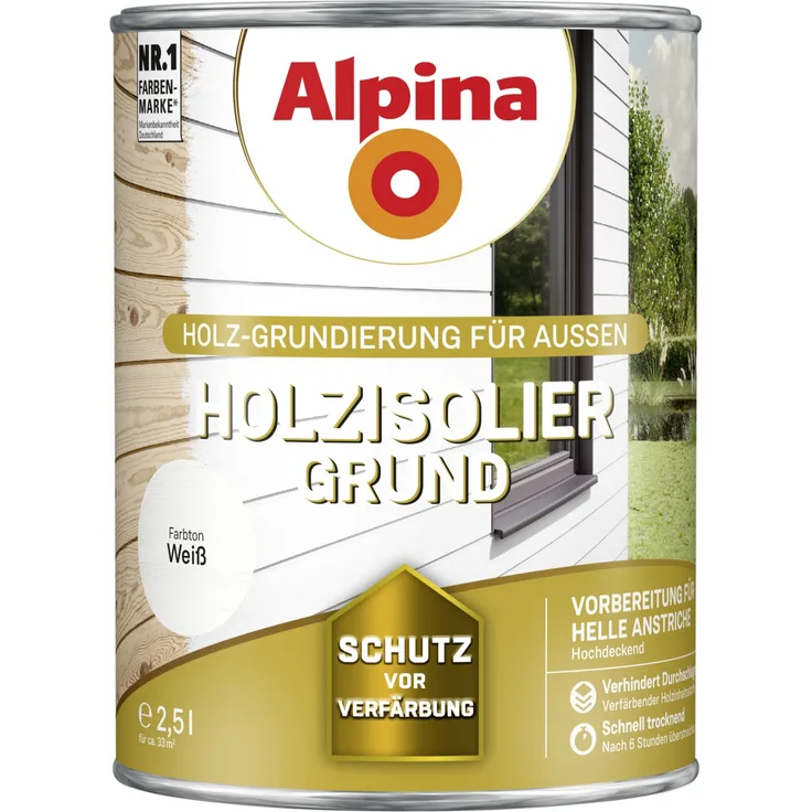 Alpina Holzisolier-Grund 2,5 l, weiß