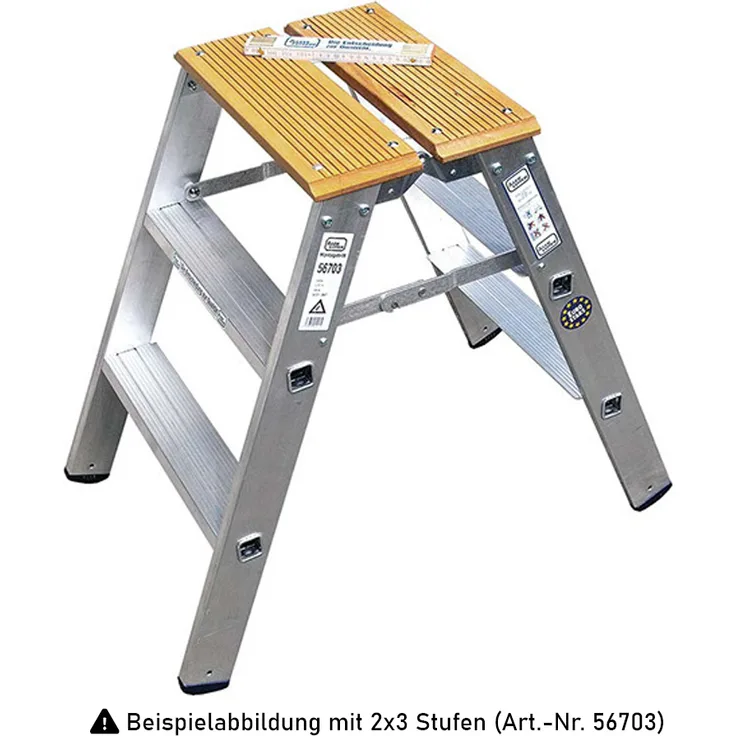 Iller Montagetritt, beidseitig begehbar mit großer Standfläche 2x2 Stufen und 2,45m AH