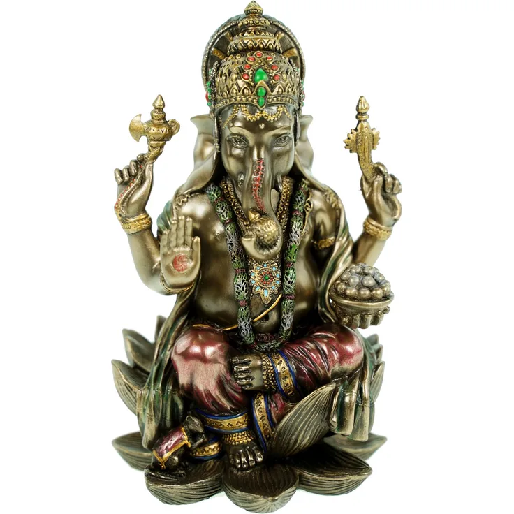 Buddha Ganesha auf Lotusthron Feng Shui Ganesh Elefantengott Figur 1