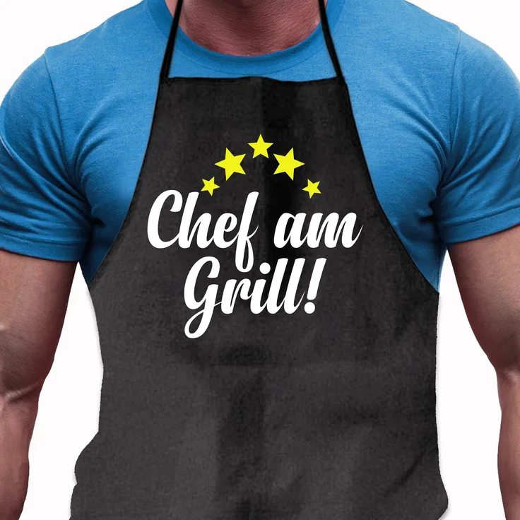 Grillschürze Chef am Grill - Lustiges Geschenk für Männer und Grillmeister