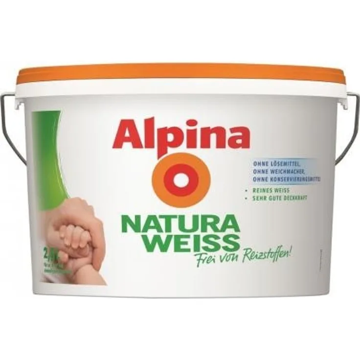 Alpina Innenfarbe Wandfarbe NaturaWeiss matt 2,5 L Weiß frei von Reizstoffen