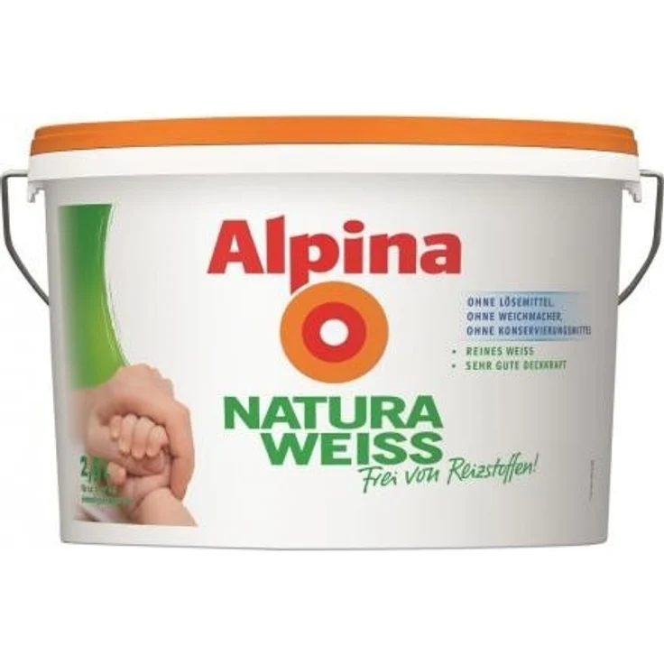 Alpina Innenfarbe Wandfarbe NaturaWeiss matt 2,5 L Weiß frei von Reizstoffen – Bild 1