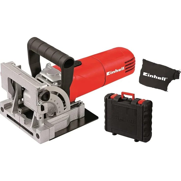 Einhell Flachdübelfräse TC-BJ 900 (860 W, 14 mm, Winkel- und Höheneinstellung, Staubfangsack, Koffer) – Bild 1