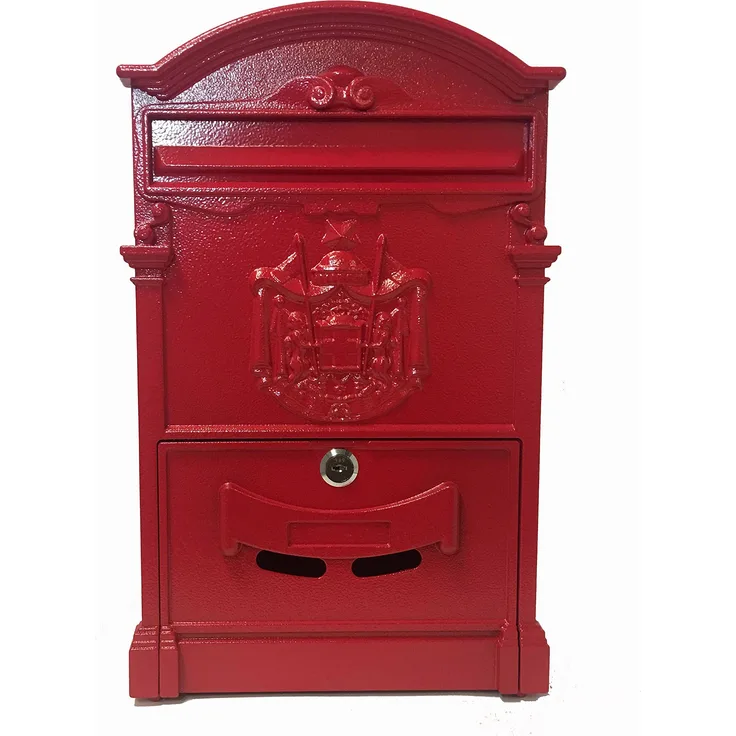 Briefkasten, englisches Design mit Wappen, Rot
