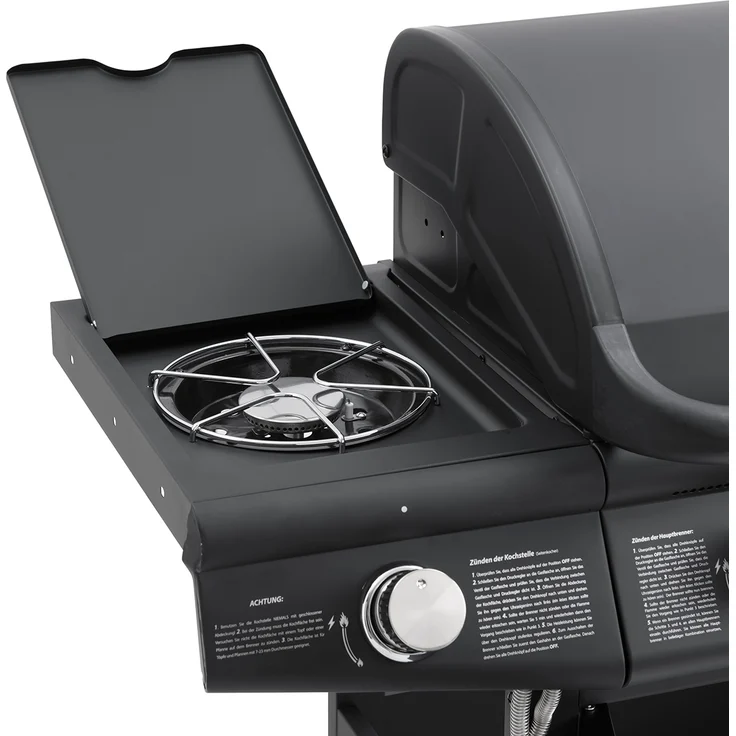 TAINO RED 6 Gasgrill schwarz 6 Edelstahl Brenner Seitenkocher, Weiterentwicklung des TAINO 6 PRO – Bild 9