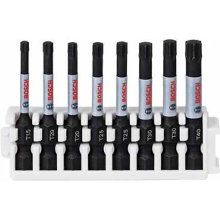 Bosch Professional 8tlg. Schrauber Bit Set Torx (Impact Control, T Bits, Länge 50 mm, Pick and Click)