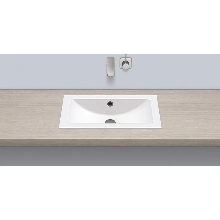 Alape EB.R585 Einbaubecken, rechteckig, 585 x 347 mm, innen und außen glasiert, Weiß, ohne Hahnloch, mit Überlauf / Waschtisch / Waschbecken
