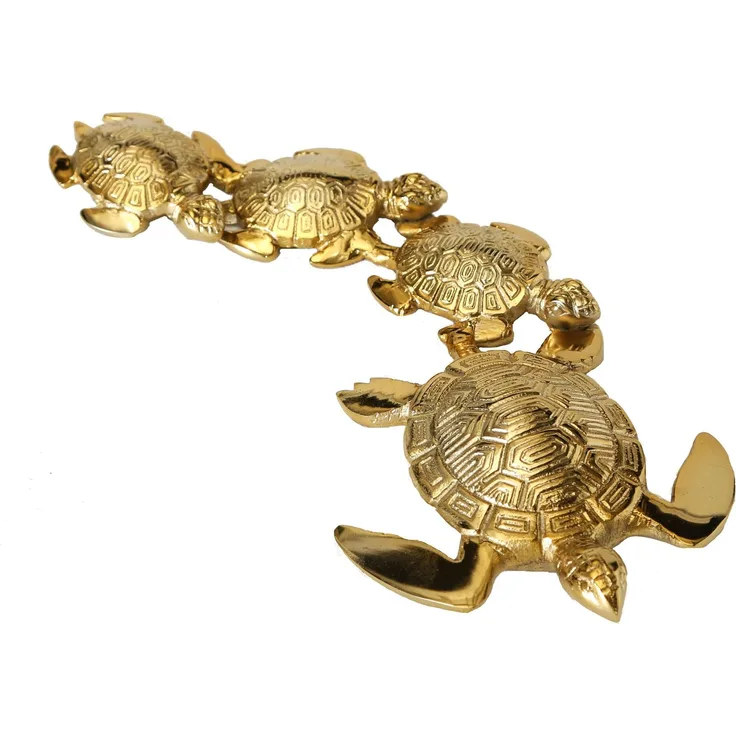 Boltze 1012438 Schildkröte Figur L28 cm gold Aluminium Tier