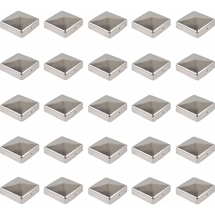 25x Pfostenkappe Edelstahl 91 mm Pyramide Abdeckkappe für Pfosten 9 x 9 cm