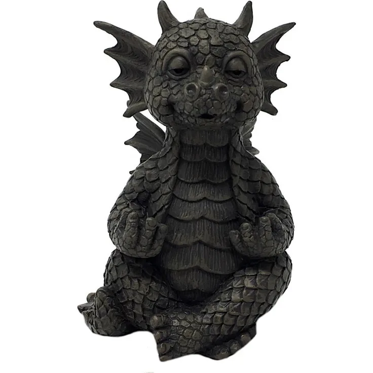 MystiCalls Gartenfigur Gartendrache - Modell Yoga klein - Fantasy Figur Deko Drache Garten