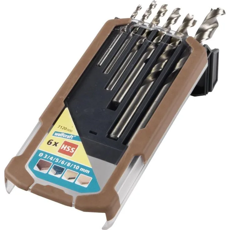 Wolfcraft 7120000 Holzbohrer-Set HSS Prof. 6-tlg ø3-10mm