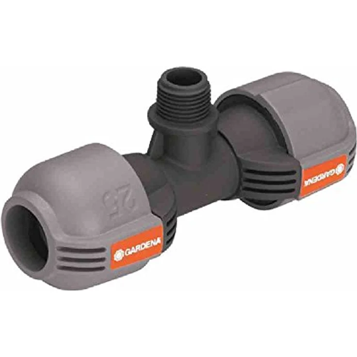 GARDENA Sprinklersystem T-Stück für Außengewinde: Verbindungsstück für Anschluss im Rohrverlauf von Versenkregner, 25 mm 1-2 Zoll- Außengewinde, Quick&Easy Verbindungstechnik (2786-20) – Bild 1