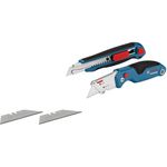 Bosch Professional 2 tlg. Messer Set (mit Universal Klappmesser und Profi Cuttermesser, inkl. Ersatzklingen, in Blister)
