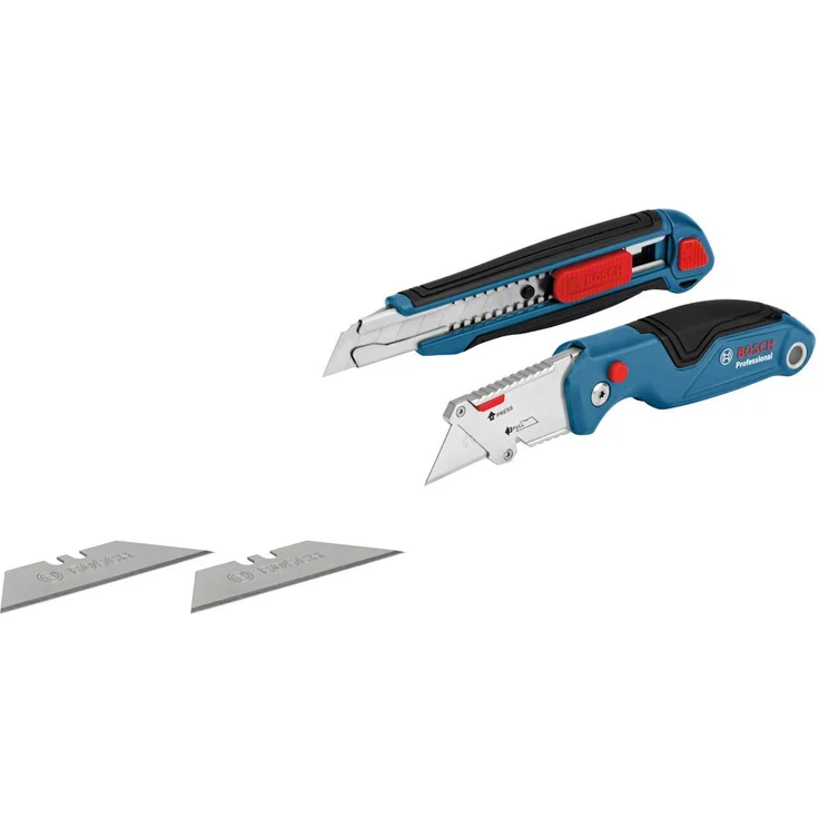 Bosch Professional 2 tlg. Messer Set (mit Universal Klappmesser und Profi Cuttermesser, inkl. Ersatzklingen, in Blister) – Bild 1