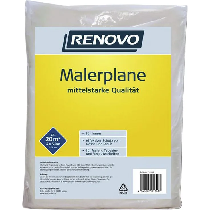 RENOVO Malerplane, mittelstarke Qualität, 5 x 4 m x 30 µm