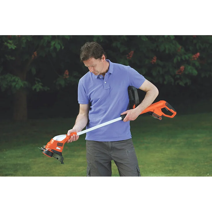 Black+Decker Akku-Rasentrimmer (18V 2,0Ah Li-Ion, Schnittbreite 23 cm, Zweithandgriff, Kantenschneidfunktion, E-Drive, Teleskopstiel, inkl. Akku und Ladegerät) GLC1823L20 – Bild 2