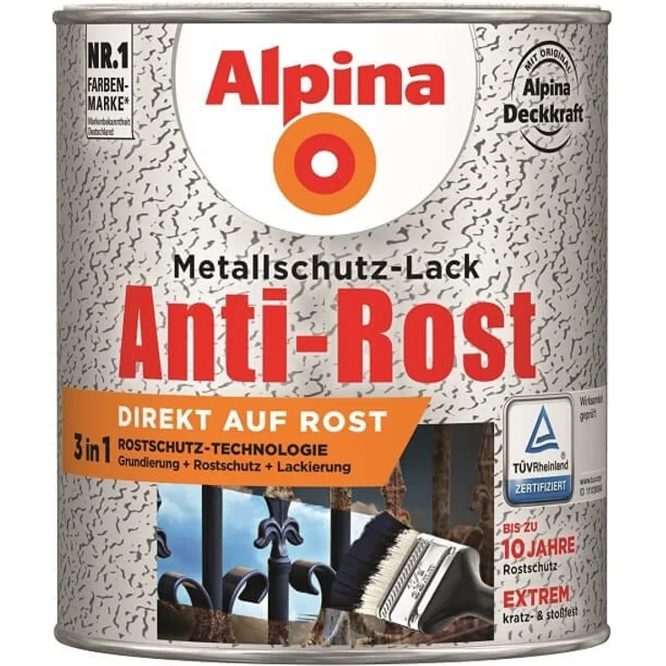 Alpina Metallschutz-Lack Eisenglimmer 750 ml, schwarz