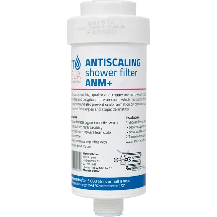 Fit aqua AWF-SWR-P-ANM-W FITaqua, KDF, 1-2 Gewinde, Duschfilter gegen Kalk und Chlor. Reduziert Haarausfall und Hauterretation, Wellness, Markenfilter, Kalkfilter für Dusche und Badewanne – Bild 1