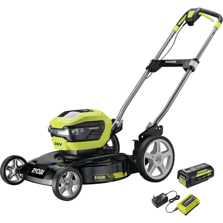Ryobi Akku-Mulchmäher RY36LMMX51A-140 36 V 4 Ah Akku 51 cm Schnittbreite 625 m² Flächenleistung Akku-Rasenmäher – Bild 1