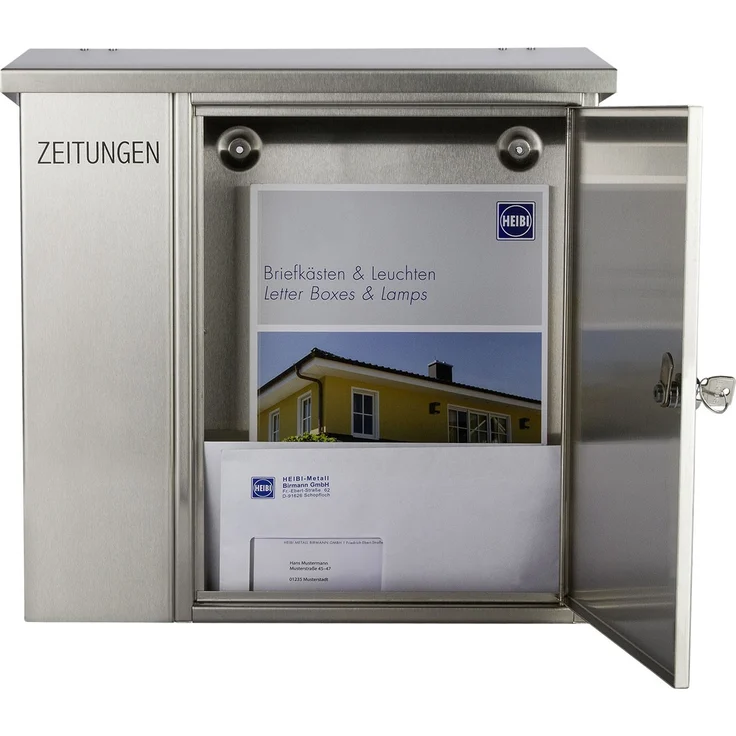 Heibi Briefkasten mit Zeitungsfach Edelstahl Wandbriefkasten – Bild 1