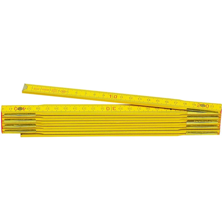Metrica 23140 Holzgliedermassstab 2 m, rote Dezimalzahl, gelb