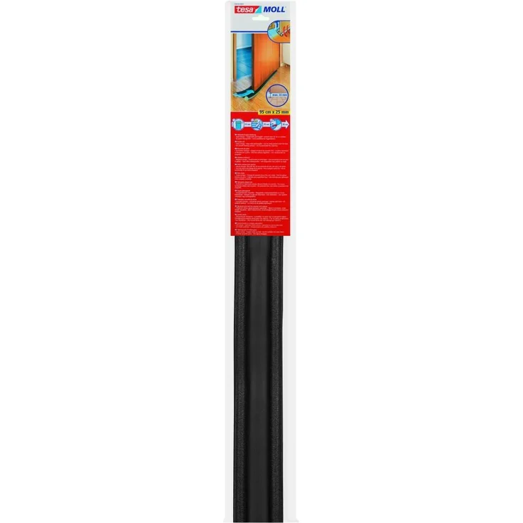 tesamoll Zugluftstopper für glatte Böden in Grau - Zuschneidbare Türbodendichtung für Schutz vor Zug und Lärm - 95cm x 25cm – Bild 1