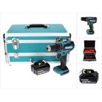 Makita DHP485M1TX Akku Schlagbohrschrauber 18 V 50 Nm Brushless + 1x Akku 4,0 Ah + 70 tlg. Bit Bohrer Set + TX Alu Koffer - ohne Ladegerät