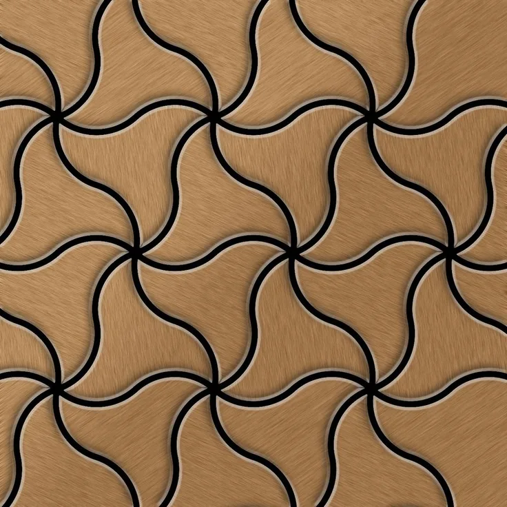 Mosaik Fliese massiv Metall Titan gebürstet in kupfer 1,6mm stark ALLOY Ninja-Ti-AB Designed by Karim Rashid 0,67 m2