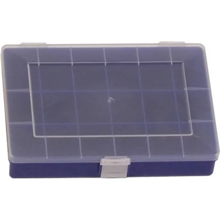 hünersdorff Sortimentskasten: stabile Sortierbox (PP) mit fester Fachaufteilung (18 Fächer), Sortierkasten-Maße: T170 x B250 x H46 mm, Made in Germany