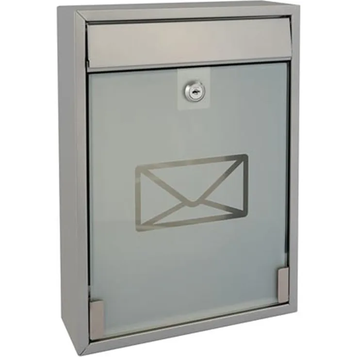 TOOLLAND - BG41003 Briefkasten, Milan, 360 mm Höhe x 260 mm Breite x 80 mm Länge, Silber 175653