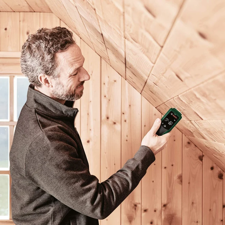 Bosch UniversalHumid Holzfeuchtemessgerät Holzfeuchtigkeit Einstichmessung LCD Abschaltautomatik mit Batterien – Bild 2