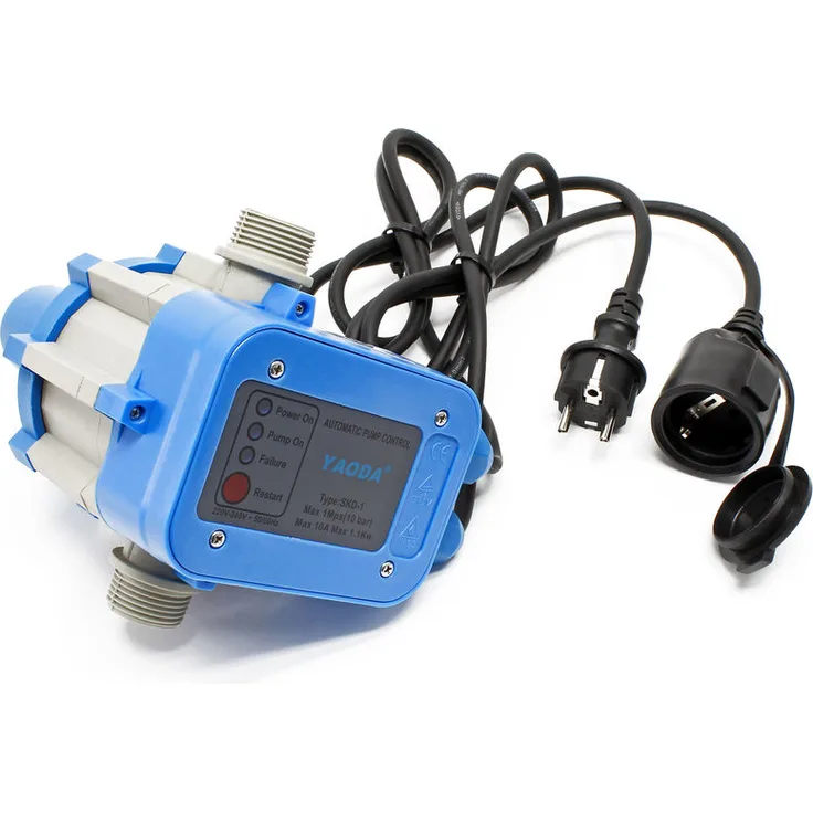 WilTec Druckschalter mit Kabel SKD-1 230V 1-phasig Pumpensteuerung Druckwächter für Hauswasserwerk Brunnen