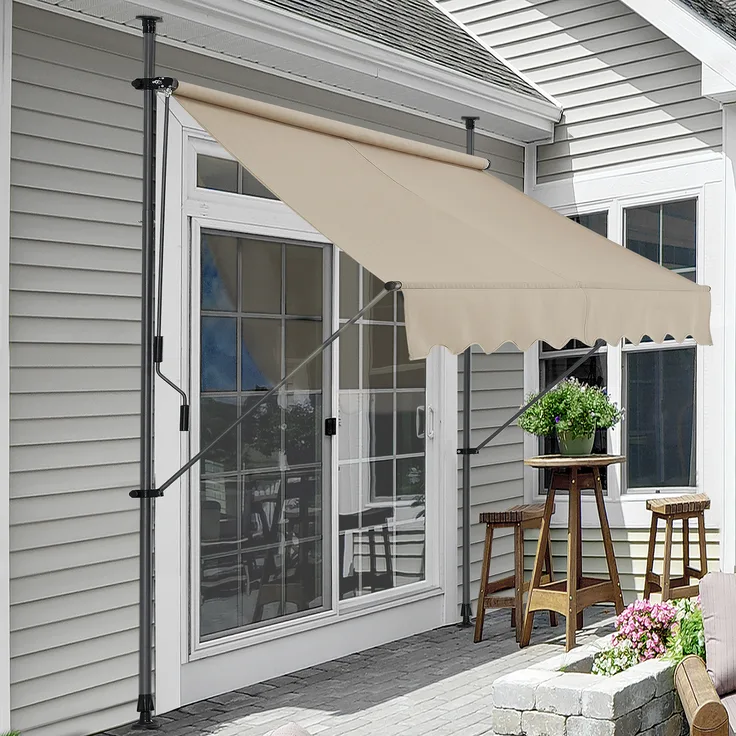 Klemmmarkise 350x120x200-300cm Markise Balkonmarkise -ohne Bohren- Protec