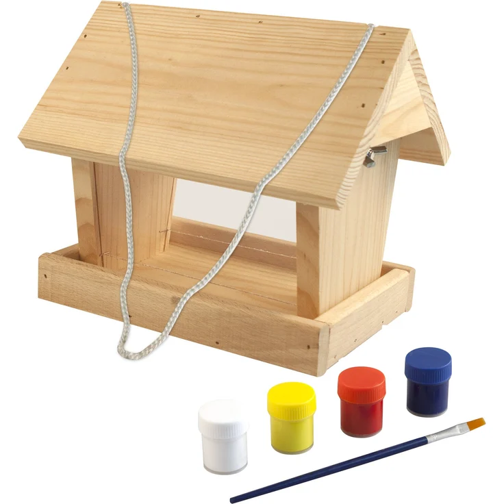 Windhager Vogelfuttersilo-Bausatz WOODPECKER, Vogelhaus Futterstation, inklusive Farbset zum Bemalen, aus Pappel-, Fichten- und Buchenmassivholz, 06945