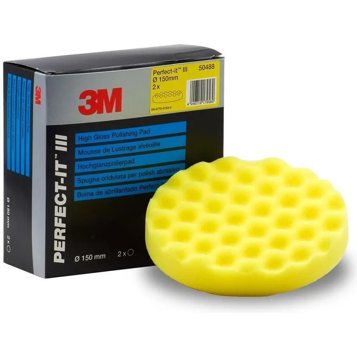 2x 3M 50488 Perfect-it III Hochglanzpolierpad gelb gewaffelt Durchmesser 150mm