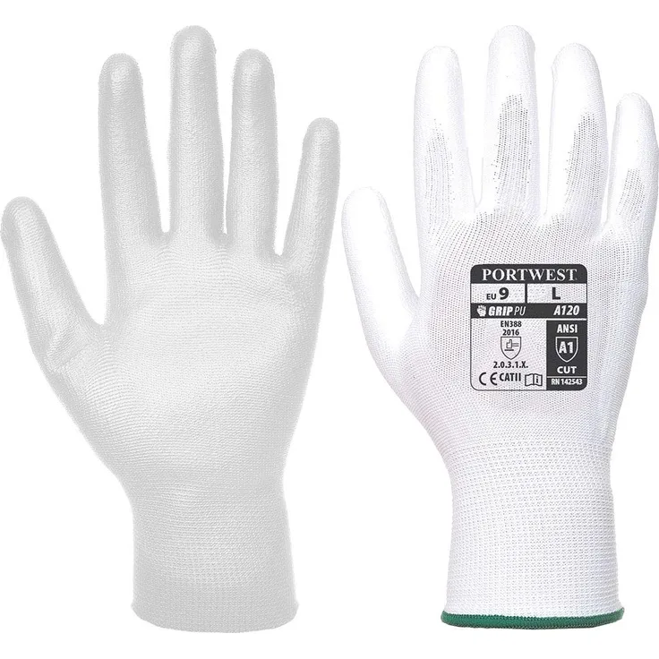 Portwest A120 Handflächenhandschuh, 1 Stück, Medium, weiß, 1