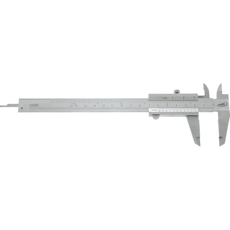 HELIOS-PREISSER 0182501 Taschenmessschieber für Linkshänder, rostfrei, Ablesung 1-20 1-128 zoll, 150 mm