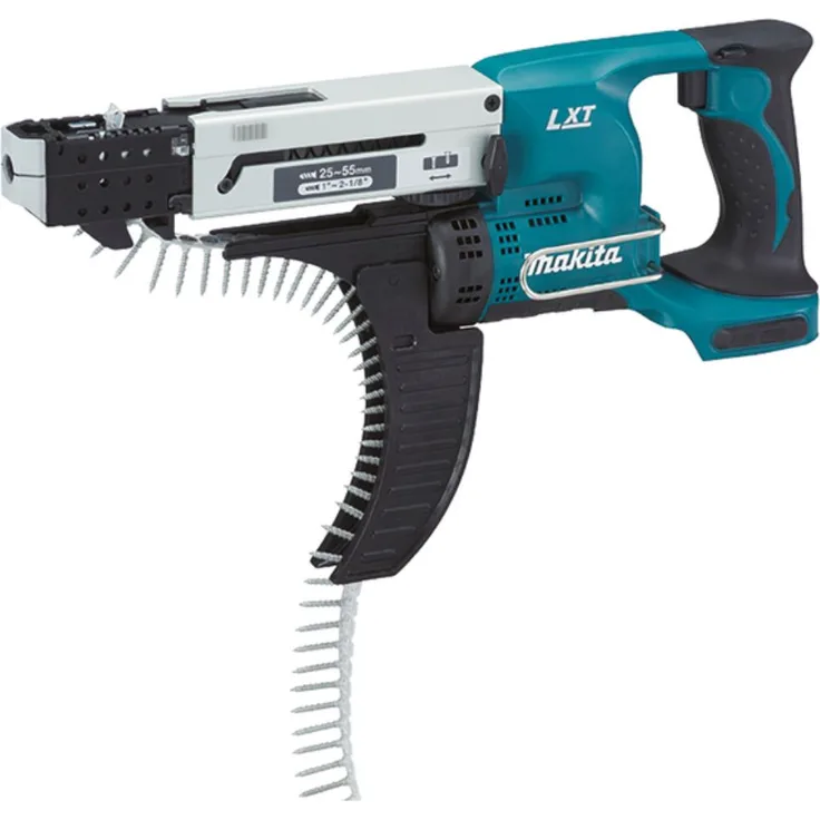 Makita DFR550Z Magazinschrauber 25-55mm 18 V (ohne Akku, ohne Ladegerät), 180 W, Blau, Silber