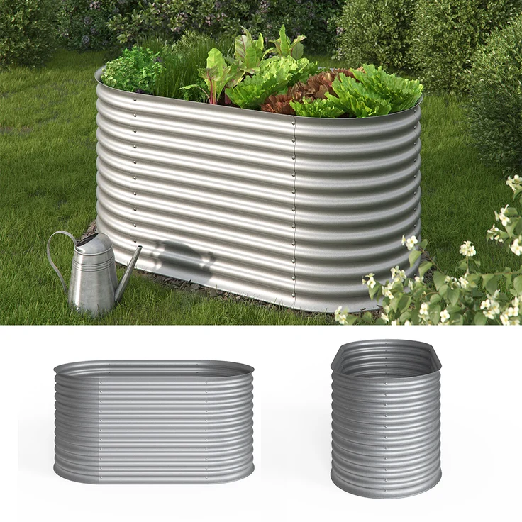 Oskar Hochbeet Kräuterbeet Gemüsebeet oval 160x80x82cm Stahl verzinkt Garten – Bild 1