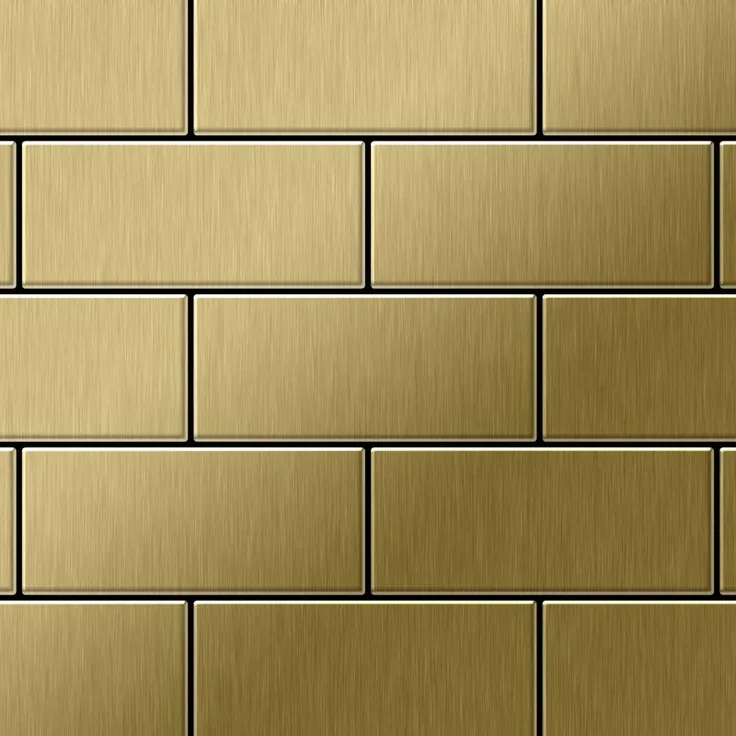 Mosaik Fliese massiv Metall Titan gebürstet in gold 1,6mm stark ALLOY Subway-Ti-GB 0,58 m2