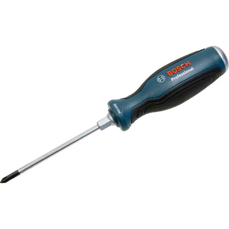 Bosch Professional PH1 x 100 mm Schraubendreher (Phillips, durchgehende Stahlklinge, Stahlkappe und Sechskantansatz) – Bild 1