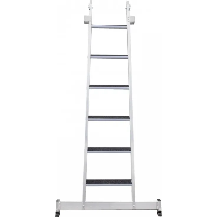Günzburger Stufen-Glasreinigerleiter mit nivello-Traverse clip-step R 13, 6-stufiges Unterteil