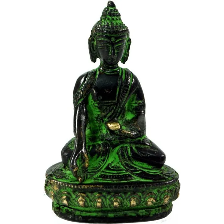 Guru-Shop Buddhafigur »Buddha Statue aus Messing Bhumisparsa Mudra 10..«