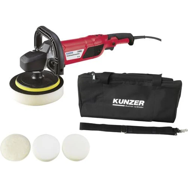 KUNZER (7PM05) Rotations-Poliermaschine 150 mm Teller - 1500 Watt Motor - Set inkl. Wollhaube, Schwämmen u.v.m – Bild 1
