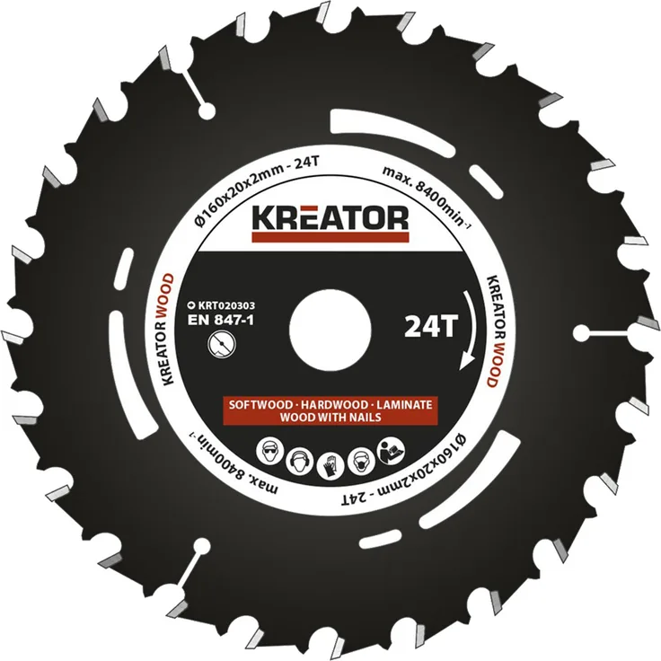KREATOR KRT020303 KRT020303-Sierra Pista Madera 160 mm24d
