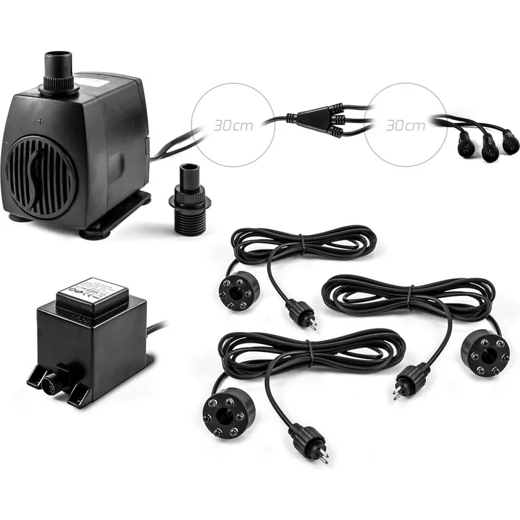 Springbrunnen Pumpe SP3 Springbrunnenpumpe mit 3x LED Ring Beleuchtung